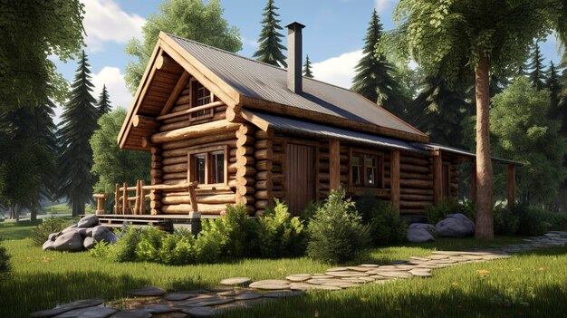 A photo of a Simple and Modern Log Cabin Design