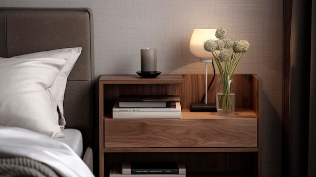 A photo of a simple and stylish bedside table