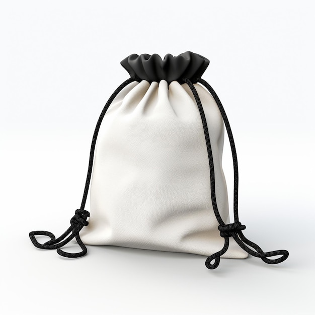 Photo photo simple white drawstring bag with black