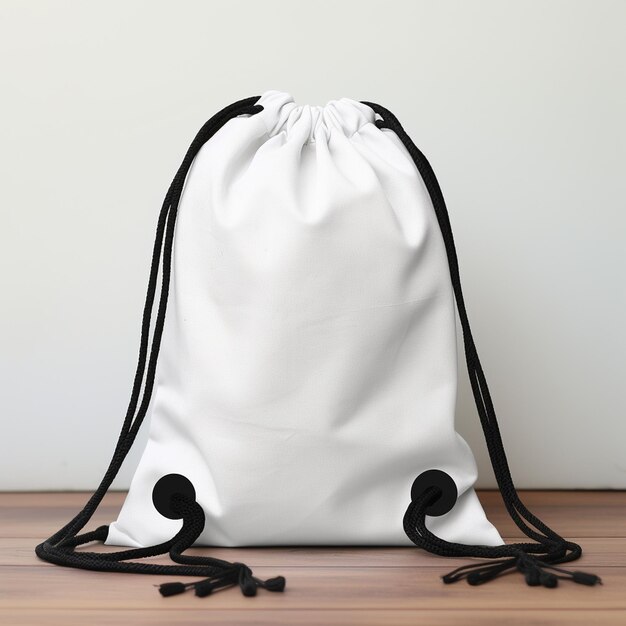 Premium AI Image | photo simple white drawstring bag with black