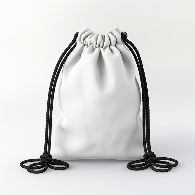 Photo photo simple white drawstring bag with black