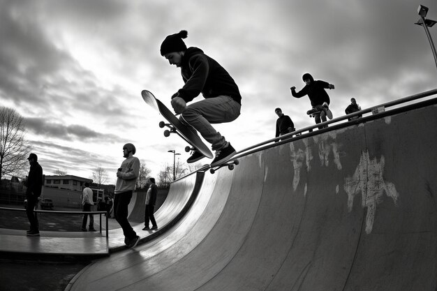 Photo photo skate parkteens at skate park