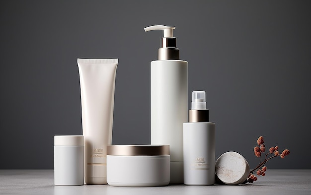 Photo of skin care hair care beauty products bottles mockup