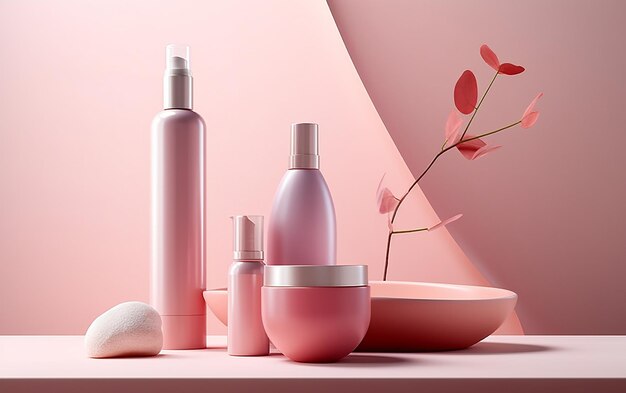 Photo of skin care hair care beauty products bottles mockup