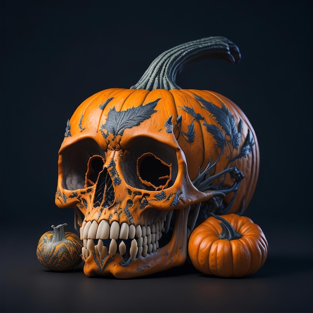 Photo Skull Pumpkin With Pumpkin Decoration