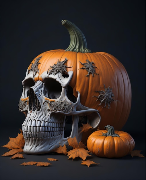 Photo Skull Pumpkin With Pumpkin Decoration