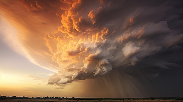 a photo of a sky filled with mammatus clouds after a storm ominous light