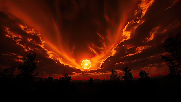 부분적 태양 일식 동안 하늘의 사진 극적인 그림자 독특한 조명