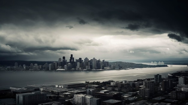 A Photo of Skyline Piercing the Clouds