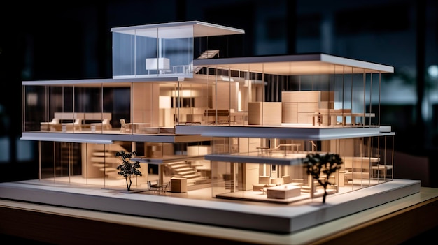 Photo a photo of a sleek architectural model in a real estate office
