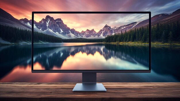 Foto una foto di un monitor di computer elegante e moderno