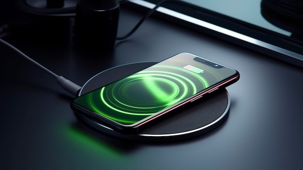 A photo of a sleek and modern wireless charging pad