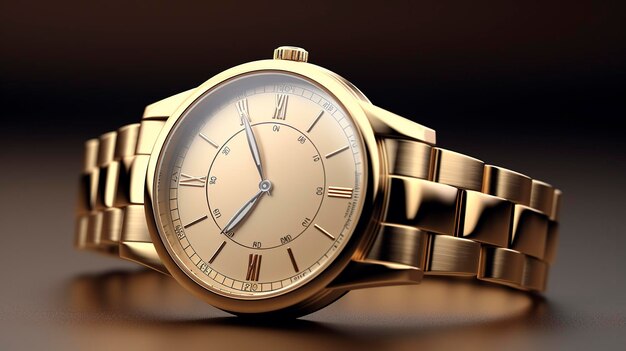 A photo of a sleek and stylish gold wristwatch