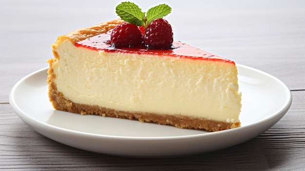 A photo of a slice of New York cheesecake full length photo