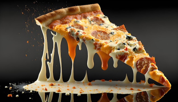 Photo a slice of pizza with a slice being eaten generative ai