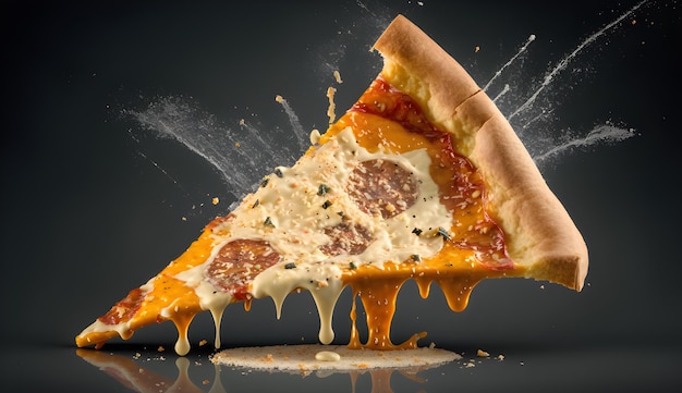 Photo a slice of pizza with a slice being eaten generative ai