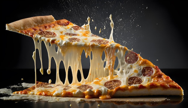 Photo a slice of pizza with a slice being eaten generative ai