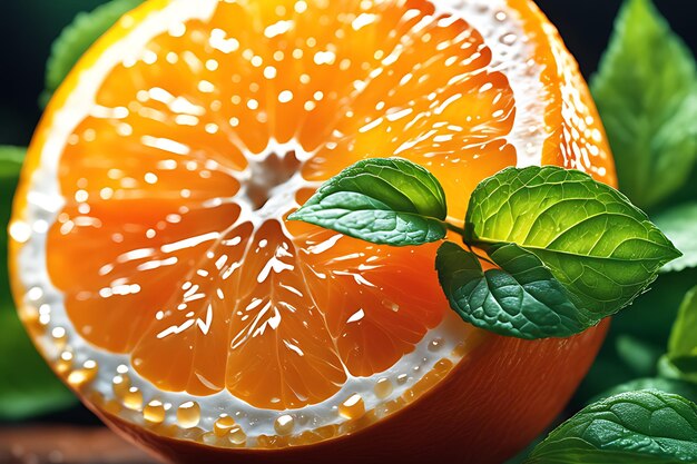 Photo of a sliced fresh and juicy orange