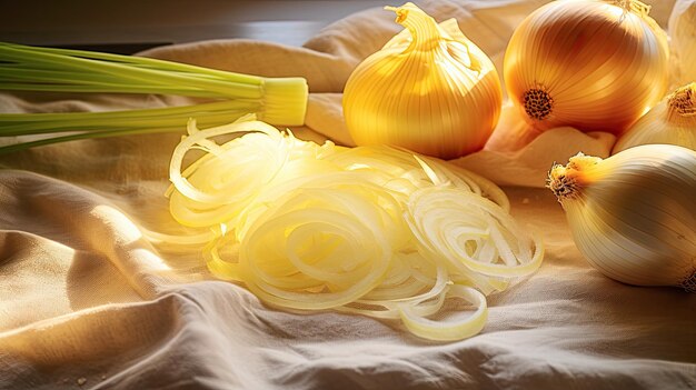 A photo of a sliced onion kitchen setting