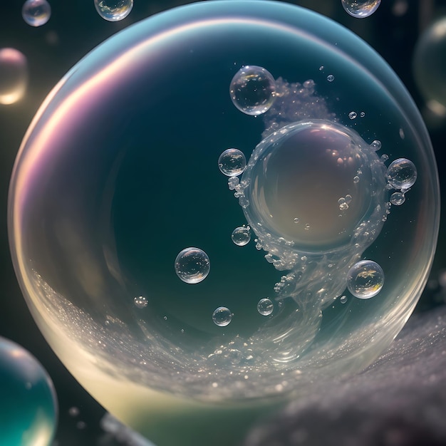 Фото маленьких водяных пузырьков в большом пузырье