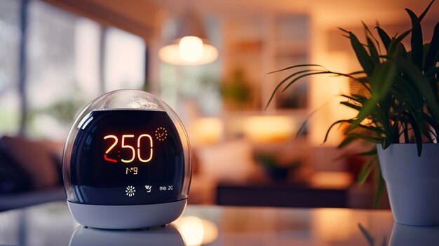 A Photo of a smart home device controlling the temperature of a thermostat