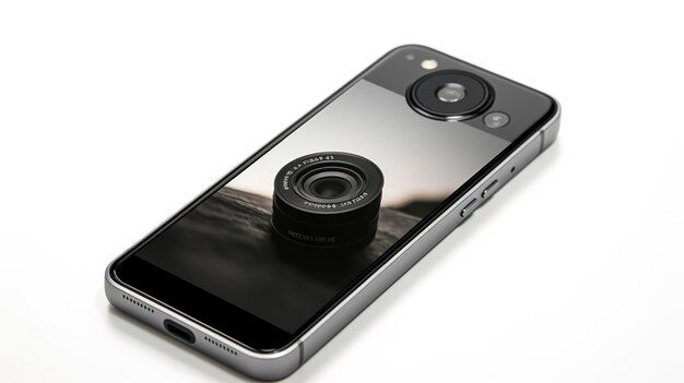 Photo a photo of a smartphone with a superzoom camera full length photo