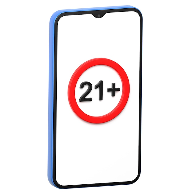 Photo photo smartphone with twenty one plus sign 3d illustration