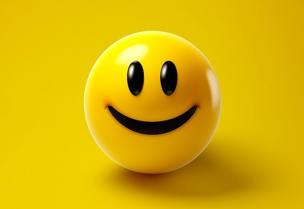 Photo of smiley face ball on yellow background