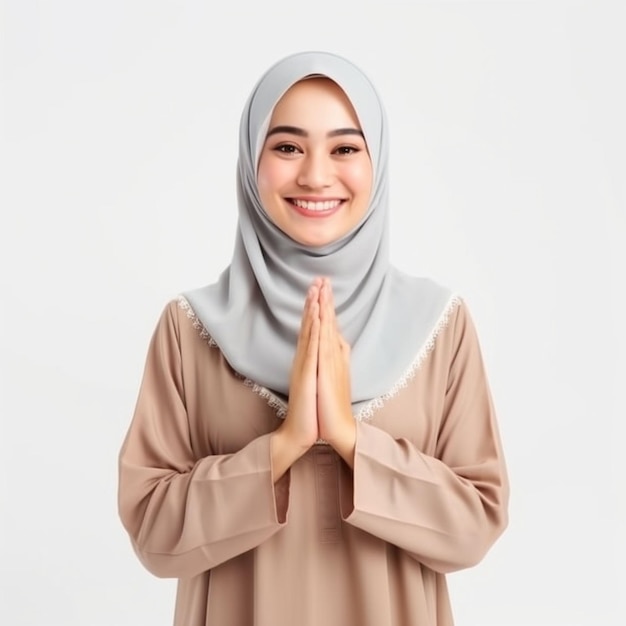 Фото улыбающейся арабской женщины с пустым баннером для бизнес-логотипа