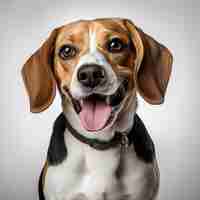 Photo photo of smiling beagle dog white backgroundround cute dog photo in white studio