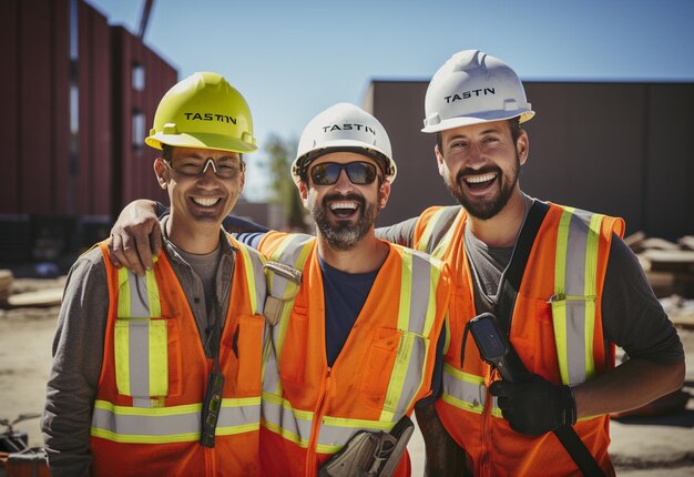 Photo photo of smiling construction teamwork and buildings architect team