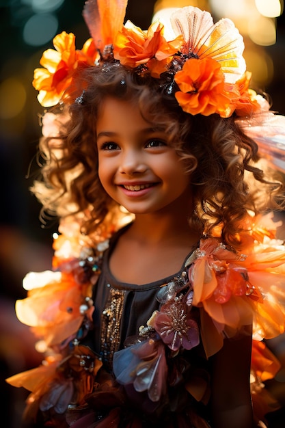 子供の日を祝う笑顔の女の子の写真