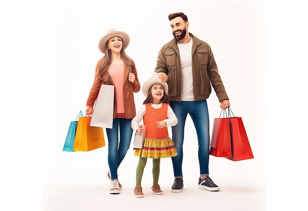 Photo of smiling happy family shopping together