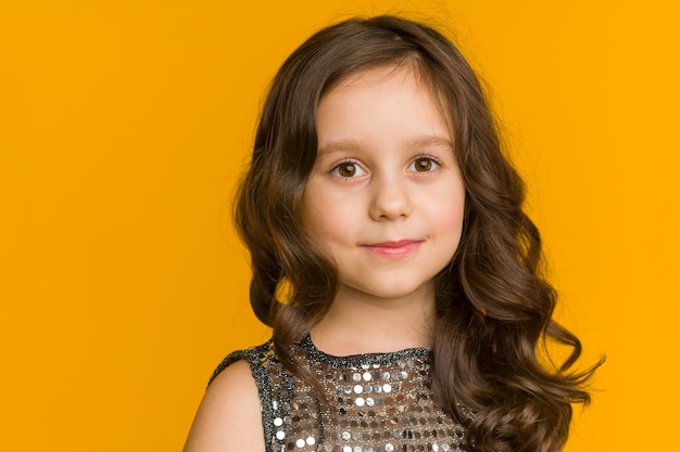 Photo of smiling little girl child isolated  .