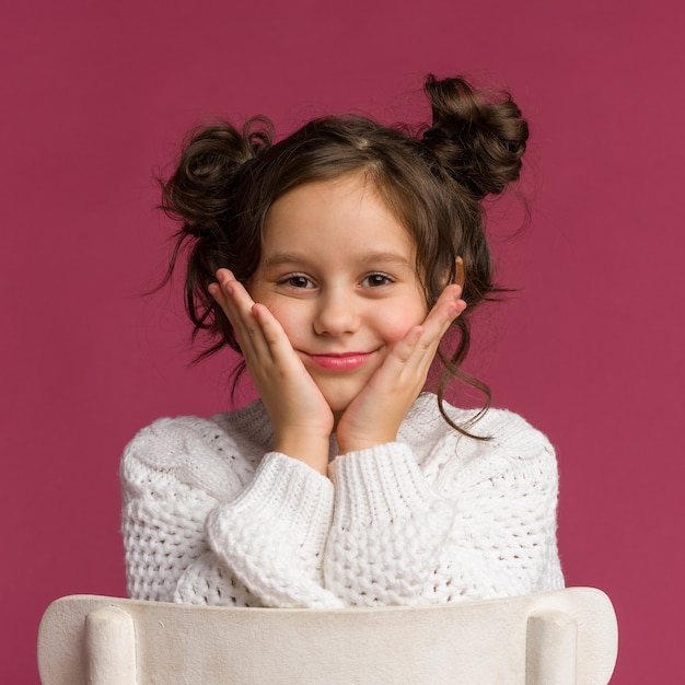 Photo of smiling little girl child isolated