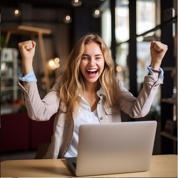 Foto foto di una donna sorridente con i capelli lunghi e scuri in camicia bianca che lavora su un tablet