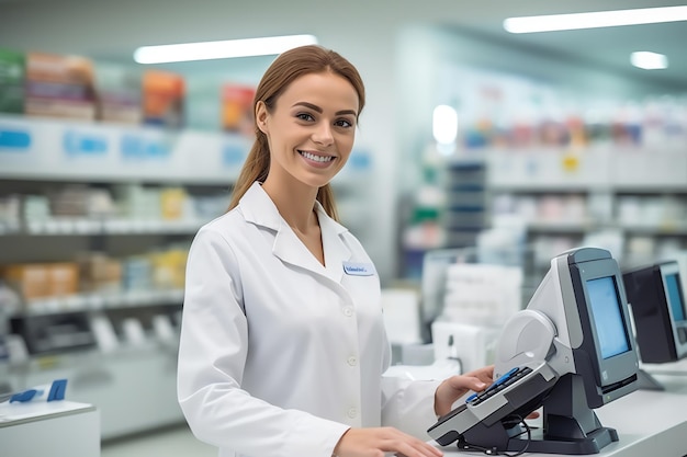 Photo of smilling cashier