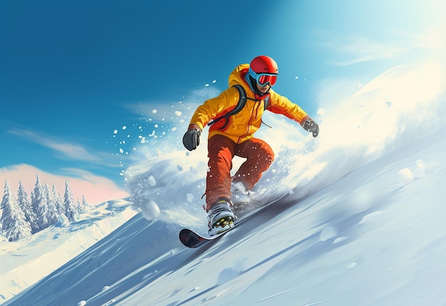 Photo of snowboarding on snow mountain