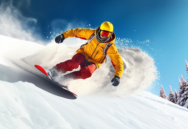 Photo of snowboarding on snow mountain