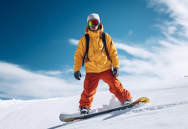 Photo of snowboarding on snow mountain