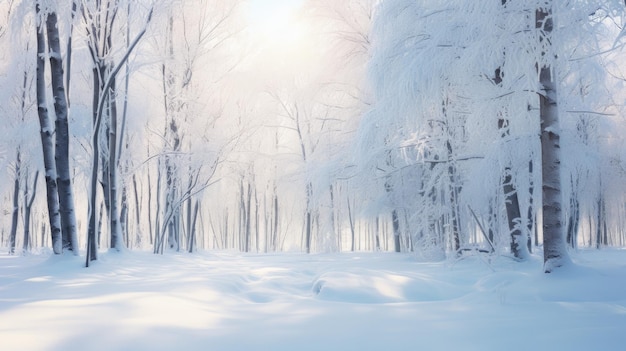 A photo of a snowcovered forest stillness