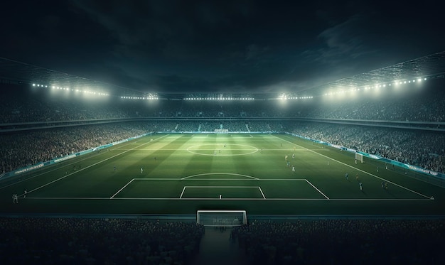 Photo of a soccer stadium at night The stadium was made in 3d without using existing references