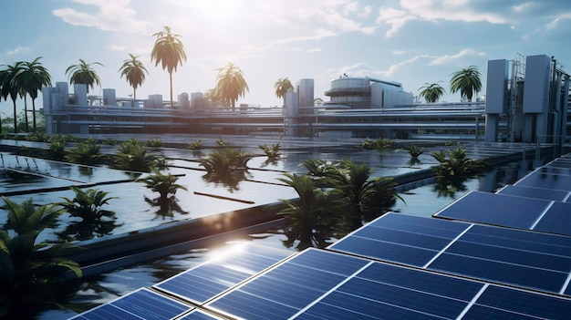 A photo of a solarpowered water desalination plan