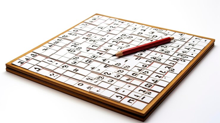 Photo a photo of solving a sudoku puzzle