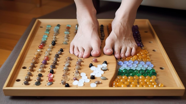 Photo a photo of a spa foot reflexology chart and tools