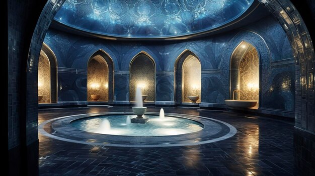 Photo a photo of a spa hammam with mosaictiled surfaces