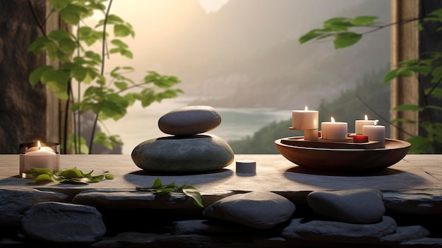 A photo of a spa hot stone therapy setup with calming music