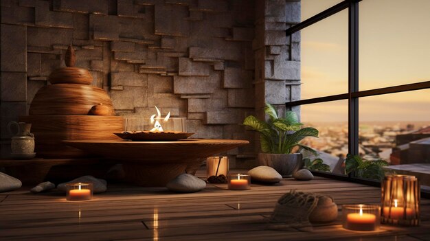 A photo of a spa meditation corner with incense