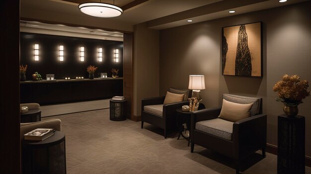 A Photo of a Spa Relaxation Lounge with Comfy Chairs and Refreshments