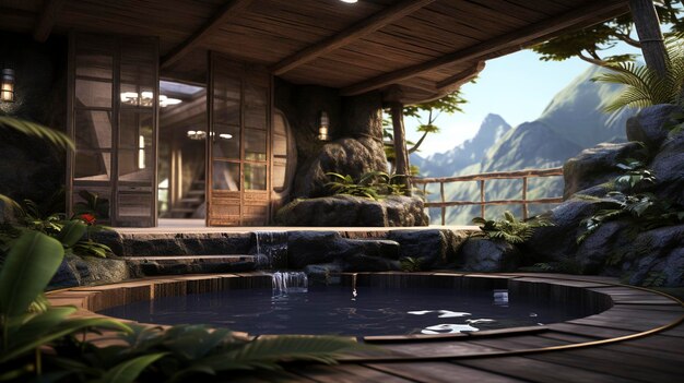 A photo of a spa's beautifully designed relaxation pool